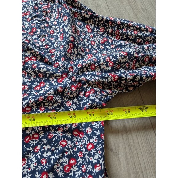 Abercrombie & Fitch Womens Floral Long Sleeve Button-Up Shirt Navy/Red Size L - Picture 6 of 6